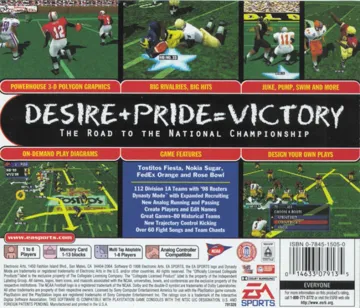 NCAA Football 99 (US) box cover back